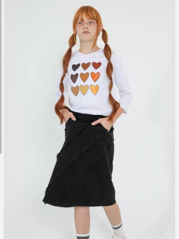 חצאית ג'ינס אלכסונים שחור