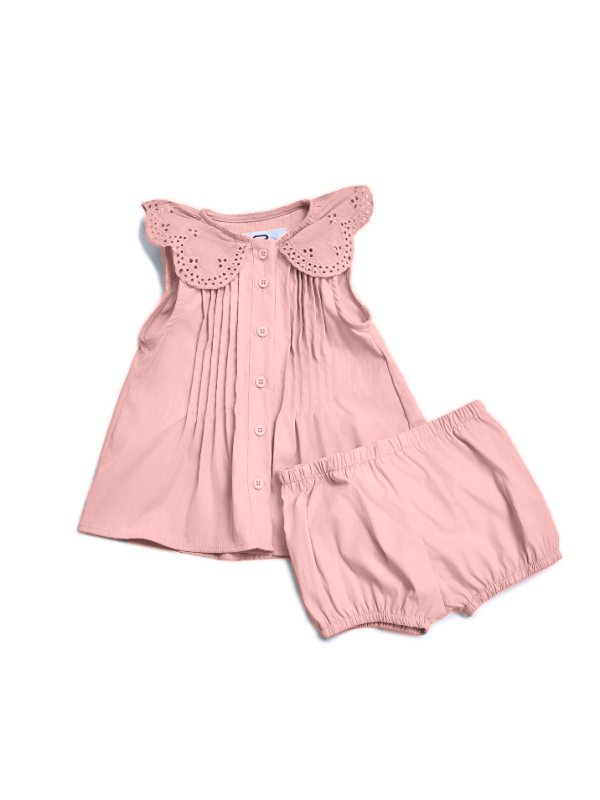 בייבי קפלים וצווארון רקום