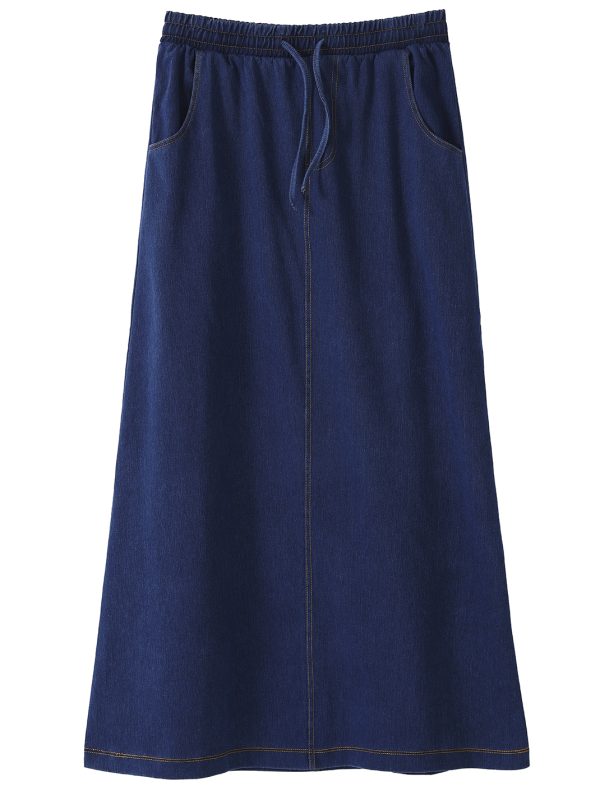 חצאית ג'ינס סטרצי ארוכה