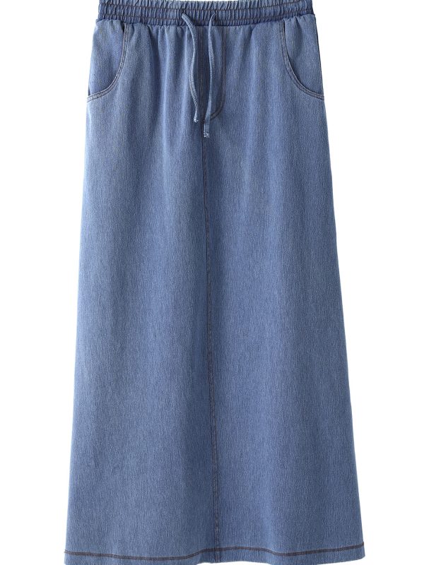 חצאית ג'ינס סטרצי ארוכה