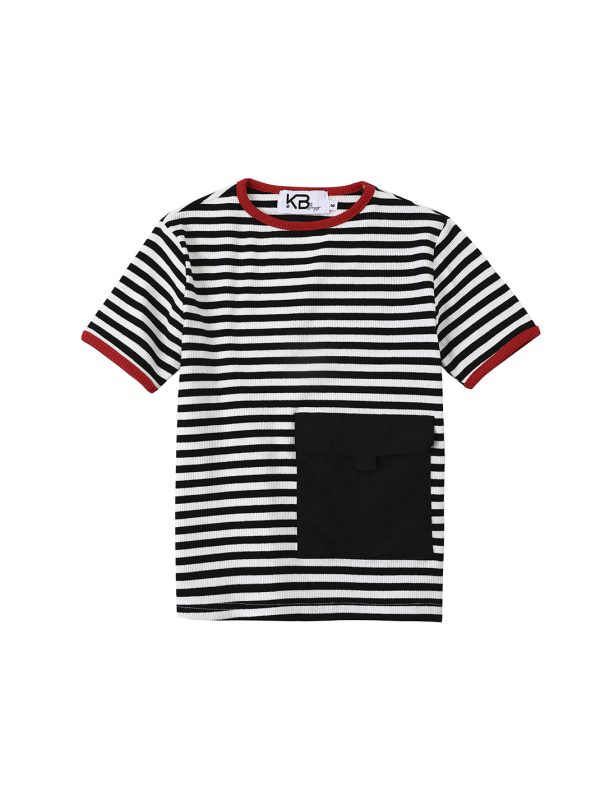 חולצה ריב וכיס שילוב בד