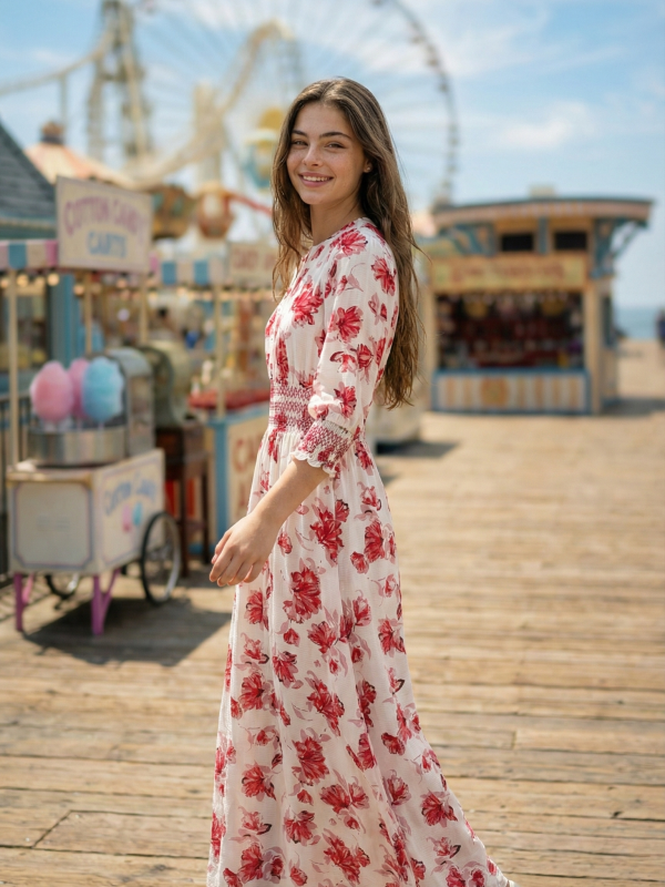 שמלה פרחונית ציפקה במותן