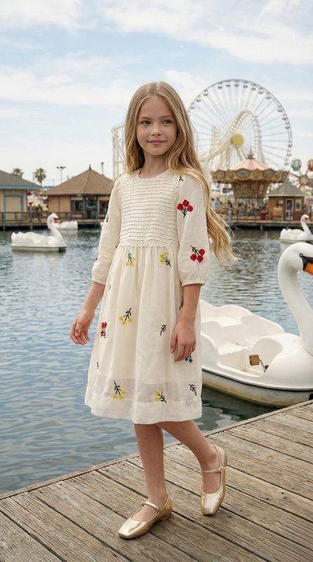 שמלה חתך עגול וריקמות