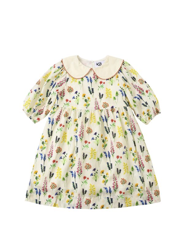 שמלה בז פרחים וצווארון