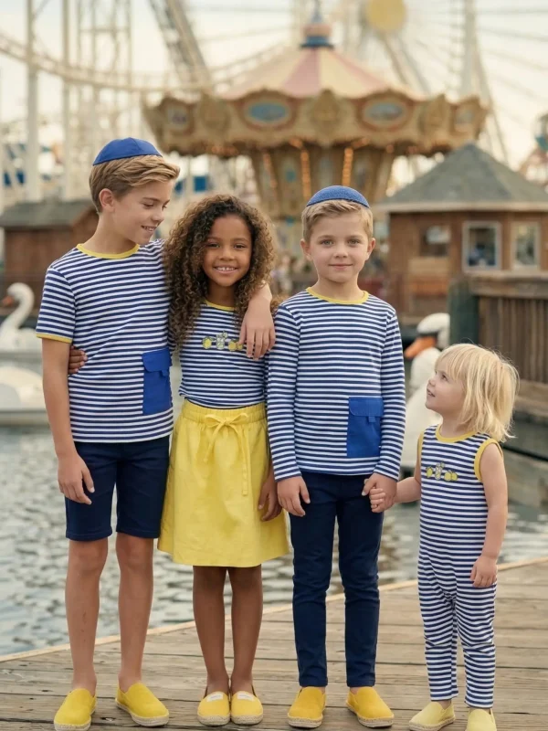 אוברול ריב רקמה לימונים